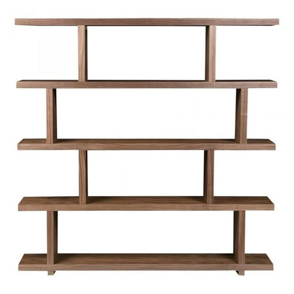 Bowery Hill 4-Shelf Contemporary Veneer Wood Bookcases in Brown