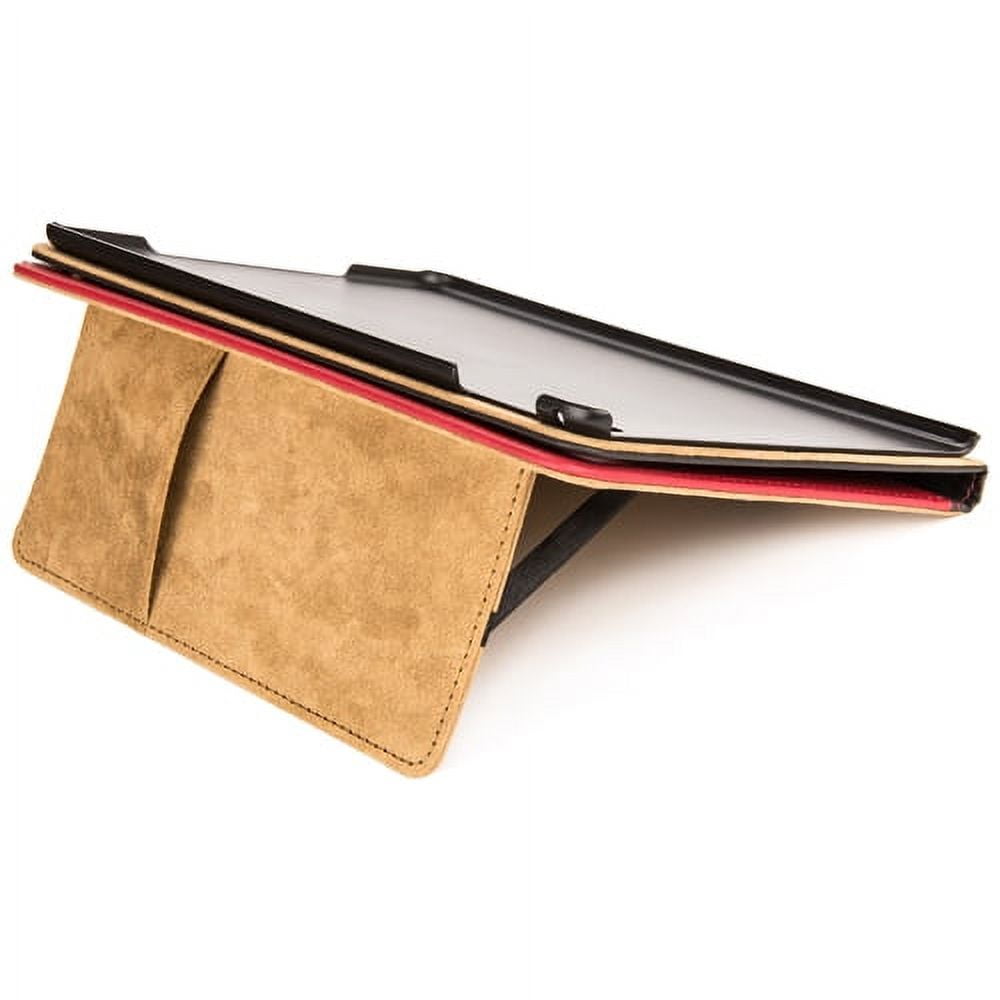 iPad Air 2 9.6" Case - Vegan Leather Portfolio Stand Case For Apple iPad Air 2 2014 With Folding Cover And Interior Slip Accesory Pockets (Red)