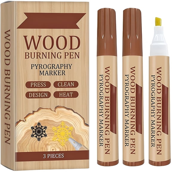 EXLEAF Wood Burning Pen Set 3Pcs, Marker Pro Instant Dark Burn Marks Pyrography Pen for Wood Burning Kit, DIY Pyrography Tool for Beginners WoodCrafting, Home Decor, Personalized Gifts