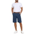 thumbnail image 2 of INSPIRE CHIC Men's Linen Pleated with Pockets Above Knee Casual Shorts 38 Dark Blue, 2 of 6