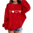 thumbnail image 2 of Comdrip Chandails de la Saint-Valentin pour Filles Chandails à Imprimé Graphique Cœur Manches Longues Chandail Col Rond Hauts Chandails Mignons pour Filles 10-12 Rouge 140, 2 of 6