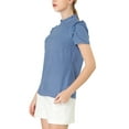 thumbnail image 5 of INSPIRE CHIC Women's Ruffle Polkd Dots Round Neck Casual Short Sleeve Blouse Tops S Blue, 5 of 9
