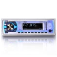 thumbnail image 4 of PYLE PLMRB29W - Marine Bluetooth Stereo Radio - 12v Single DIN Style Boat In dash Radio Receiver System with Built-in Mic, Digital LCD, RCA, MP3, USB, SD, AM FM Radio - Remote Control -(White), 4 of 5