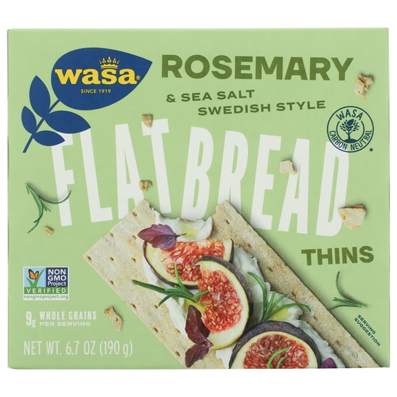 Pack of 10, Wasa Rosemary & Sea Salt Flatbread Thins, 6.7 oz