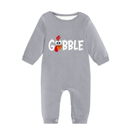 

XYIJANI Baby Girl Shorts Infant/Toddler Romper Long Sleeved Round Neck Letter Printing Thanksgiving Romper Thanksgiving Party Baby Boy Clothing Baby Boy S Clothing (Gray 3M)