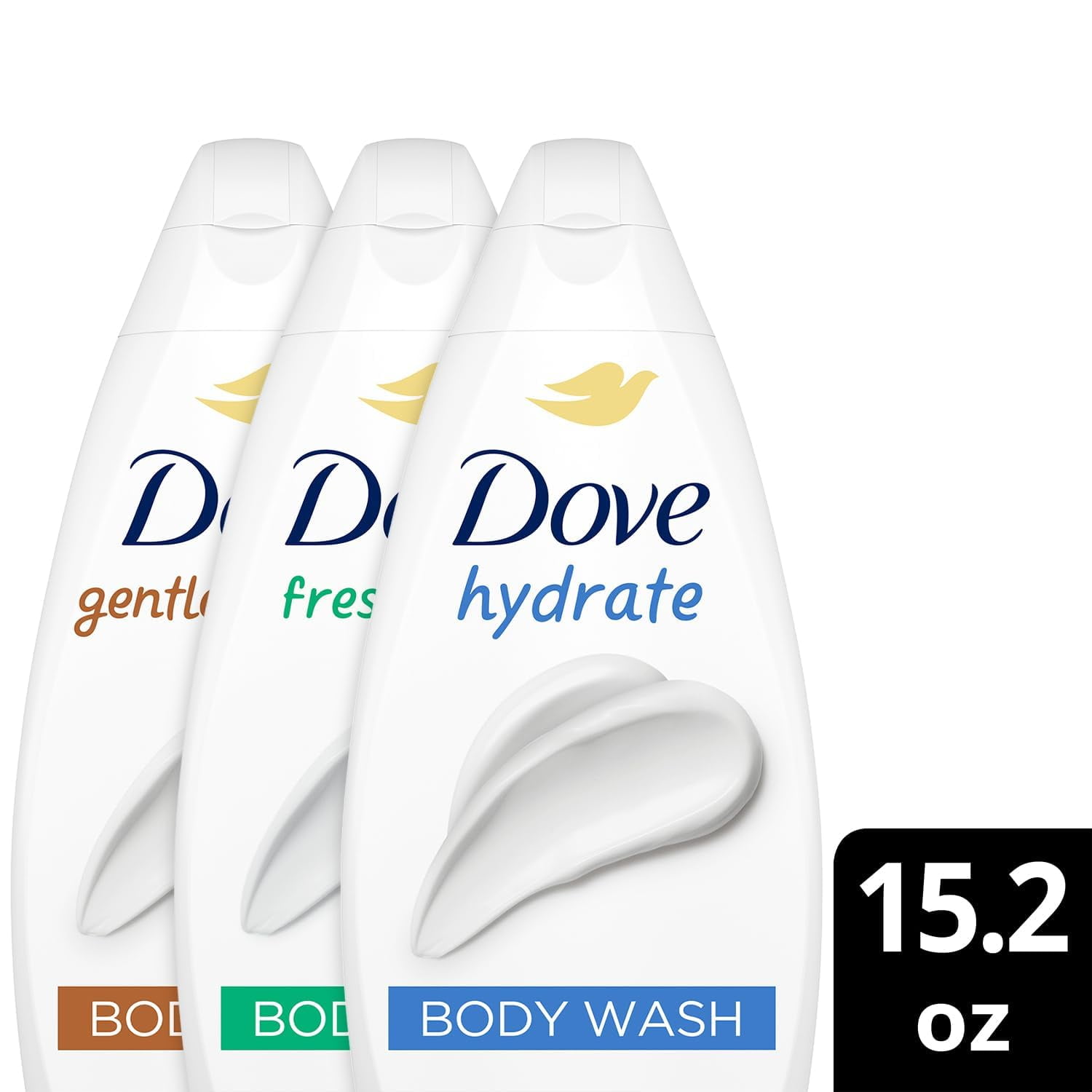 Dove Body Wash Variety OIF8&nbsp;- Hydrate, Gentle Pamper, Fresh Care, and Silky Velvet, 15.22 Oz Ea
