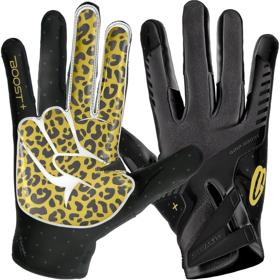 Grip Boost Peace Stealth 6 Boost Plus Youth Football Gloves - Black/Gold