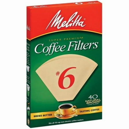 Melitta Natural Brown Cone Coffee Filter, Size 6 - 40 Ct