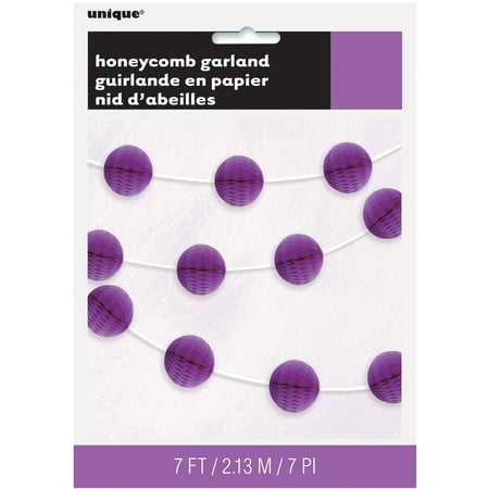 Tissue Paper Wreaths - Tissue Paper Honeycomb Ball Garland, 7 ft, Purple, 1ct