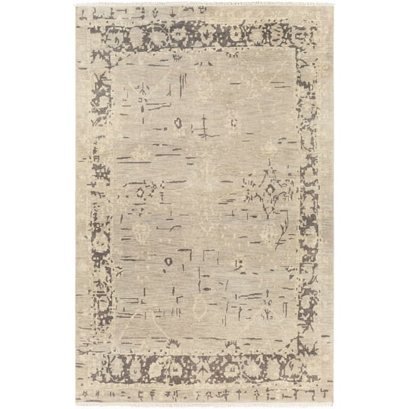 Hauteloom Cornubia Wool Living Room, Bedroom Area Rug - Traditional - Charcoal, Cream, Medium Gray - 2' x 3'