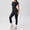 Black, variant on Womens Two Piece Workout Sets Slim Fit Short Sleeve Shirt High Waist Leggings Yoga Outfits Matching Gym Set