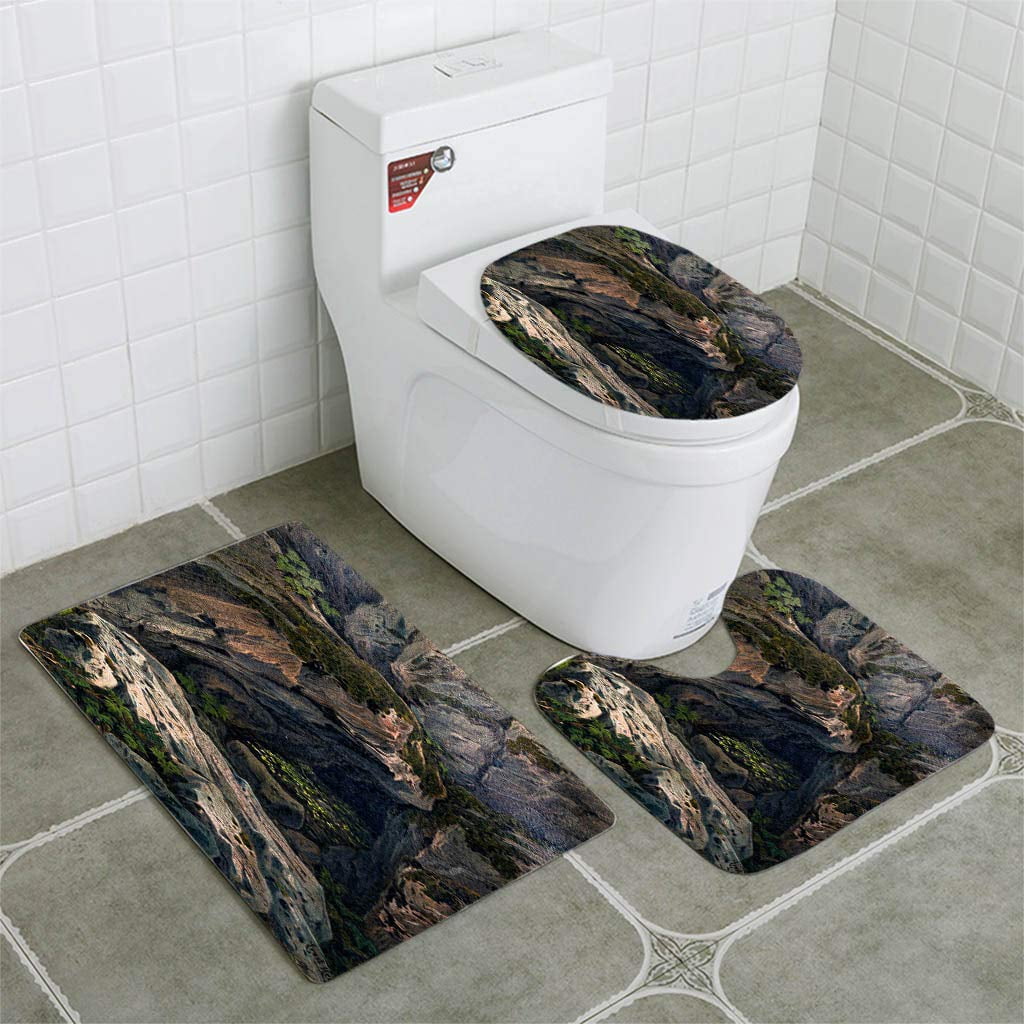 Erehome Moss In Cliffs Slate Rocks 3 Piece Bathroom Rugs Set Bath Rug Contour Mat And Toilet Lid Cover Walmart Canada