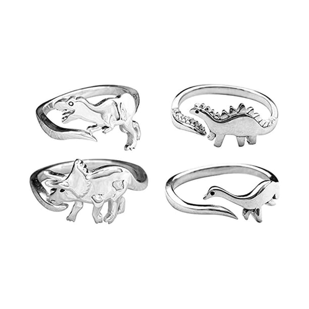Juego De 4 Anillos De Dinosaurio Para Mujer, Anillos De Dedo Ajustables Con Apertura Bonita, Regalo Para Mujer Guardurnaity AP005749-00