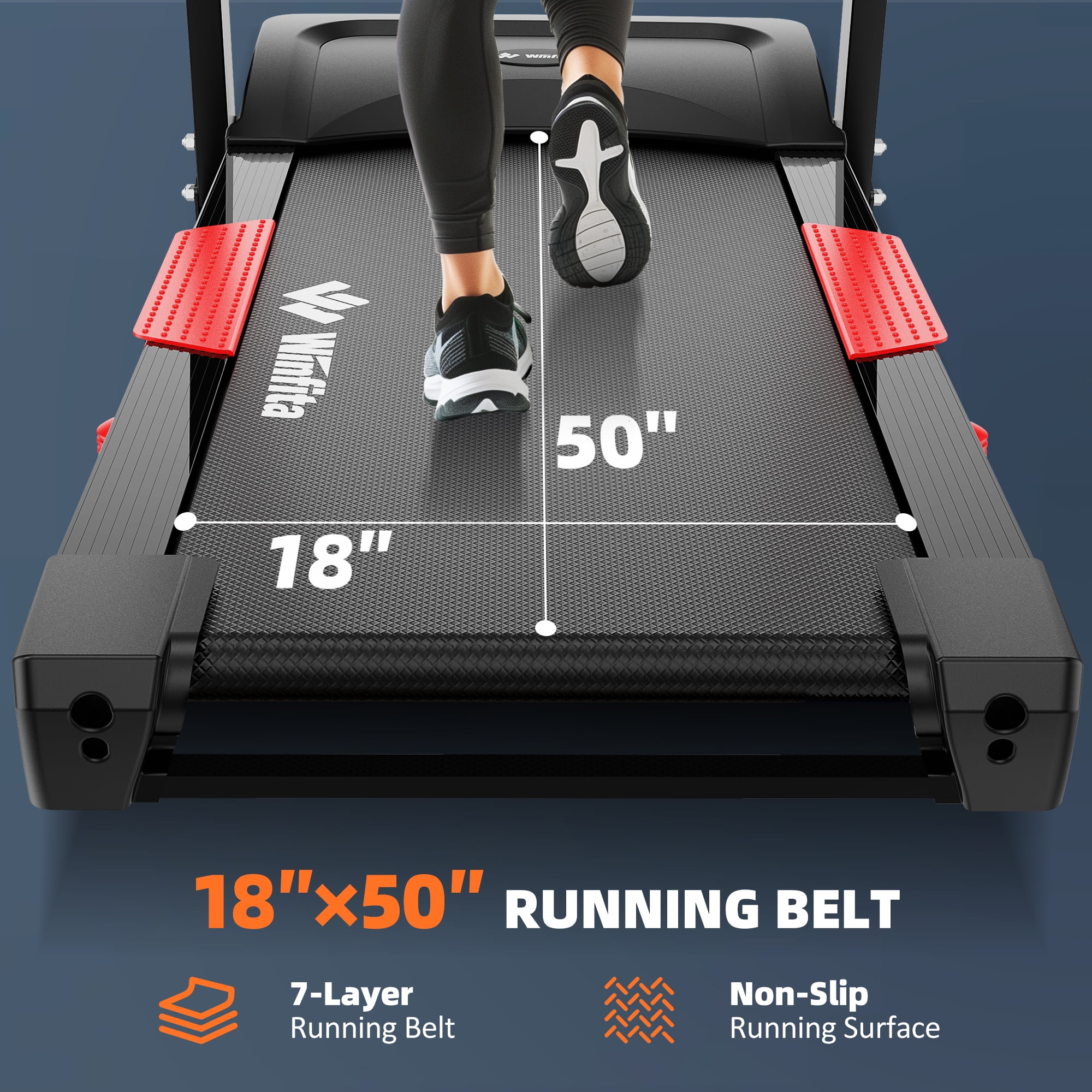 Winfita Treadmill with Auto Incline, Foldable Running Machine, 10 MPH Walking Pad Treadmill with Bluetooth/APP Control, 300 lbs Capacity
