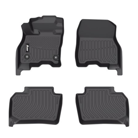 Ikon Motorsports 3D TPE Floor Mats, Compatible with 2018-2025 Nissan LEAF, All Weather Waterproof Non-Slip Floor Liners, Front & 2nd Row Full Set Interior Accessories, Black