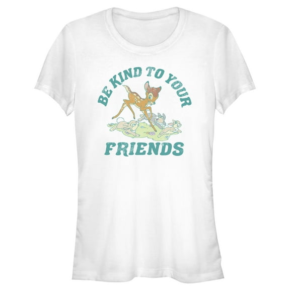 Junior's Bambi Be Kind to Your Friends Graphic Tee White X Large