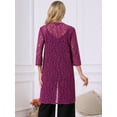 thumbnail image 5 of DARING DIVA Lace 3/4 Sleeve Crochet Open Front Long Cardigans S Purple, 5 of 7