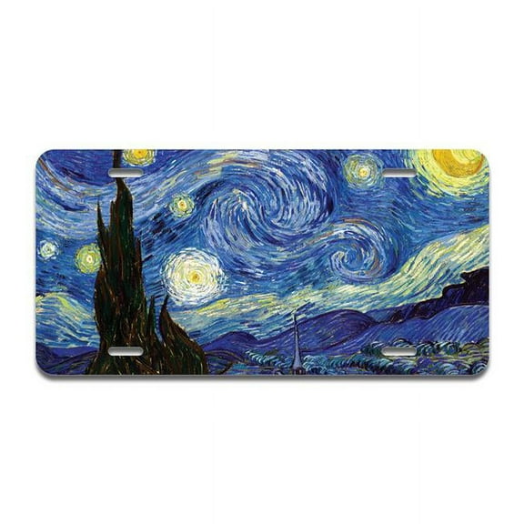 Starry Night Aluminum License Plate| License Plate 12" X 6" Fits Any Car, Truck, SUV, RV, or Trailer | Made in The USA