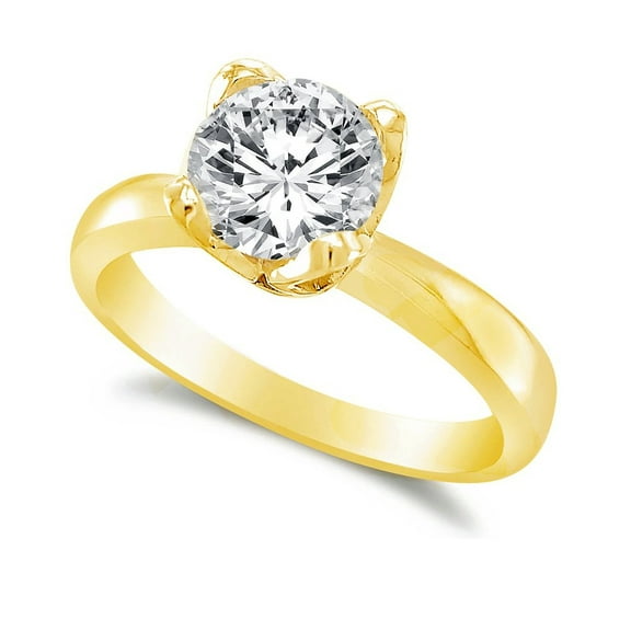Precious Stars 14K Yellow Gold 1ct TGW Round-cut Cubic Zirconia Solitaire Engagement Ring