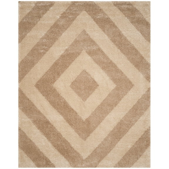 Safavieh Portofino Shag Emelina Modern 2-inch Thick Rug Ivory/Beige 8' x 10' 8' x 10',8' Runner Indoor Living Room,Bedroom,Dining Room Beige