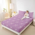 thumbnail image 3 of Erosebridal Cute Bowknots Queen Sheet Sets,Kawaii Bowtie Girls Bed Set For Teens,Pink Purple 4pcs, 3 of 6