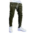 thumbnail image 2 of Mens Sweatpants with Pockets Solid Color Mid Waisted Lightweight Leisure Jogging Fit Foot Mouth Zipper Pants Track Pants for Travel Training Running, 2 of 6