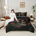 thumbnail image 4 of Castle Fairy Abstract Floral Skull Full Size Comforter Sets 3-Piece for Teens Adults,Gothic Style Bedding Comforter Set,Chic Flowers Lightweight Bedding Sets,Super Cozy Room Decor,Reversible, 4 of 8