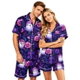 thumbnail image 2 of Halloween Pj Set Halloween Couple Pajamas Matching Sets Button Up Pajamas Spooky Pajamas Women Halloween Pajamas Couple Pajamas Matching Sets Womens Pajama Sets With Pockets, Purple, S, 2 of 5