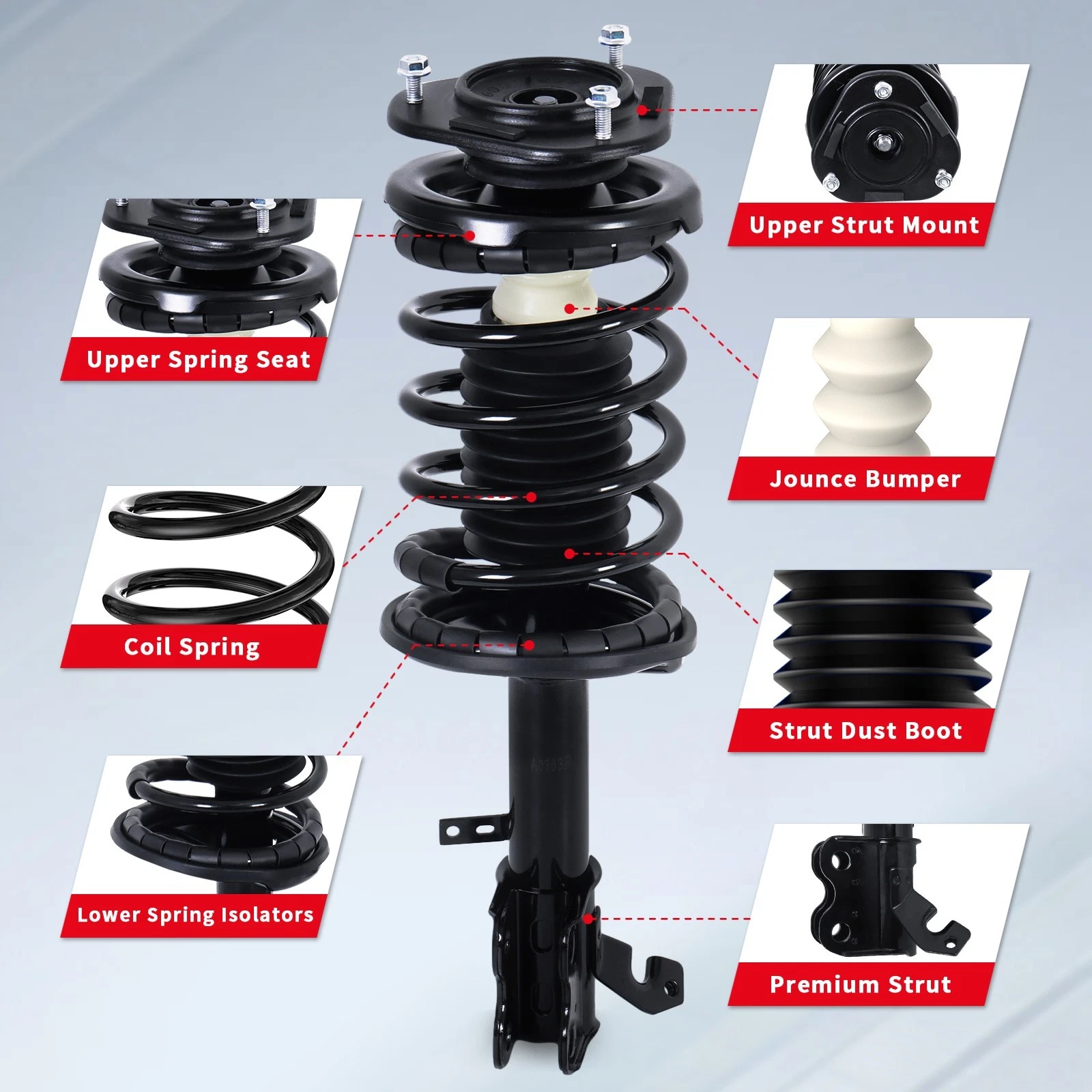 MOSTPLUS Set(4) Front+Rear Complete Shock Struts Assembly for 2007-2011 Toyota Camry