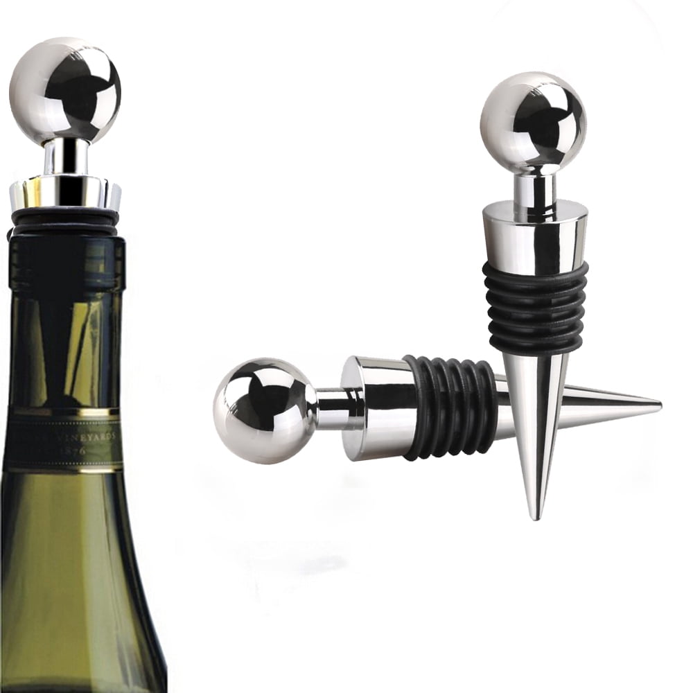 GLiving 3Pcs Zinc Alloy Ball Design Wine Stopper Sets, Decorative Wine