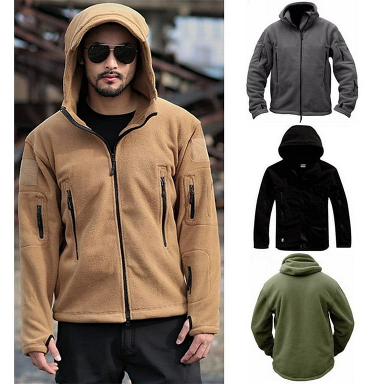 BESTSPR Men's Casual Military Spring and Fall Jacket Zipper Hoodie Men's  Outdoor Cargo Jacket S-4XL 