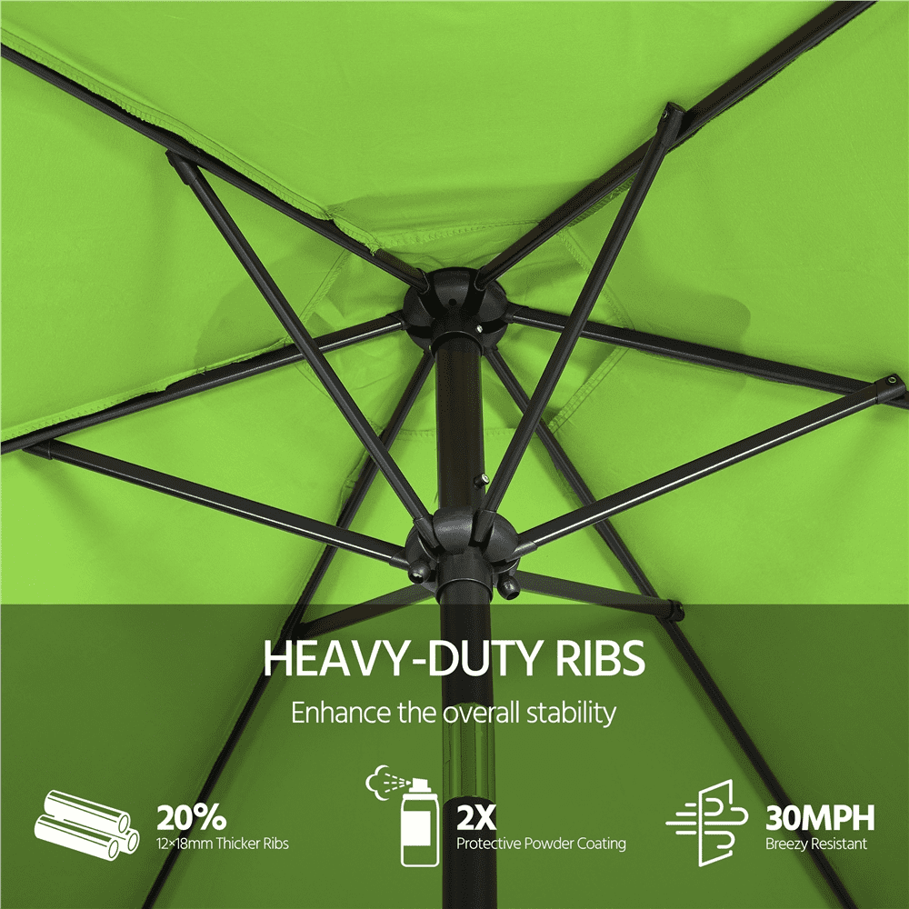 Renwick 9 Ft Outdoor Patio Umbrella with Push Button Tilt and Crank, Grass Green