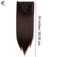 thumbnail image 2 of PULLIMORE 24 inch Clip in Hair Extension Straight Bendable Full Head Synthetic Hairpieces 16 Pieces Clips, 2 of 8