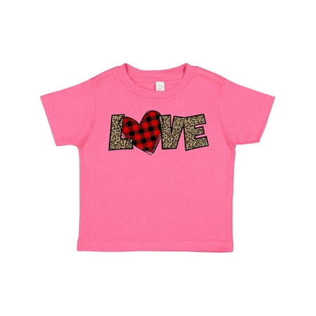 

Inktastic Love in Red Plaid and Leopard Print Gift Toddler Boy or Toddler Girl T-Shirt