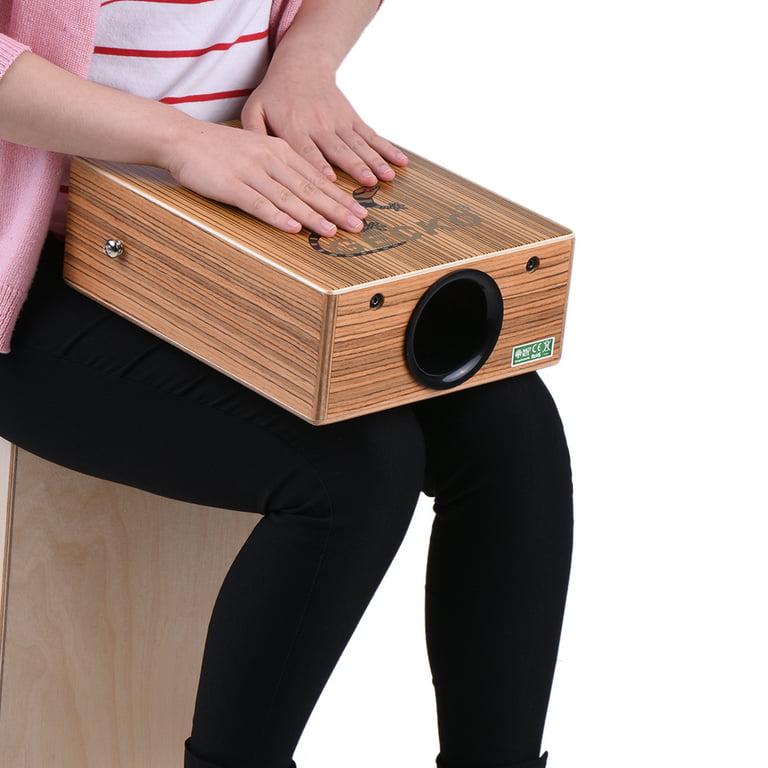 Gecko C-68z Portable Traveling Cajon Box Drum Hand Drum Wood Percussion Instrument with Strap Carrying Bag, Size: 25, Beige