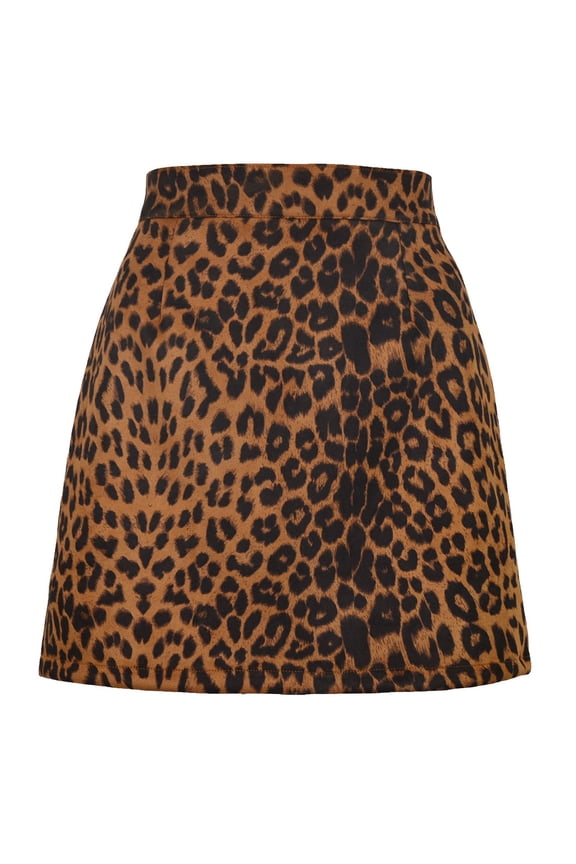 Womens Skirts Leopard Bodycon Suede High Waist Zipper Slim Fit Mini Skirt Autumn Winter Comfort Skirt