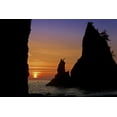 thumbnail image 2 of Paulson, Don 18x13 Gold Ornate Wood Framed with Double Matting Museum Art Print Titled - WA, Olympic NP Sunset of Rialto Beach seastacks, 2 of 4