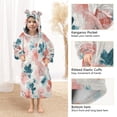 thumbnail image 4 of Wearable Blanket with Sleeves and Pocket Oversized Hooded Sweatshirt 3-14 YR Coral and Teal Floral Pattern S, 4 of 7