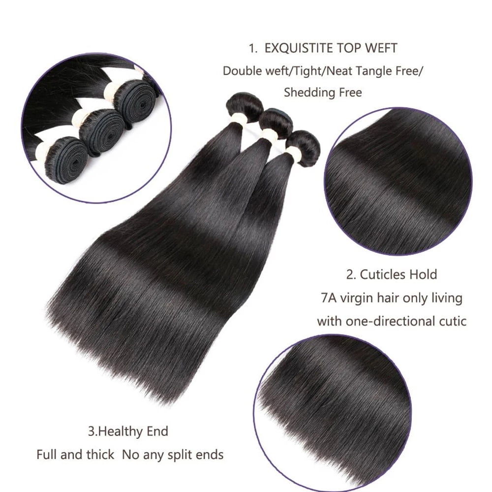 Brazilian Straight Hair Bundles 3/4 Pieces Straight Human Hair Bundles 10a 8-32 Inch Remy Human Hair Extensions For Black Women