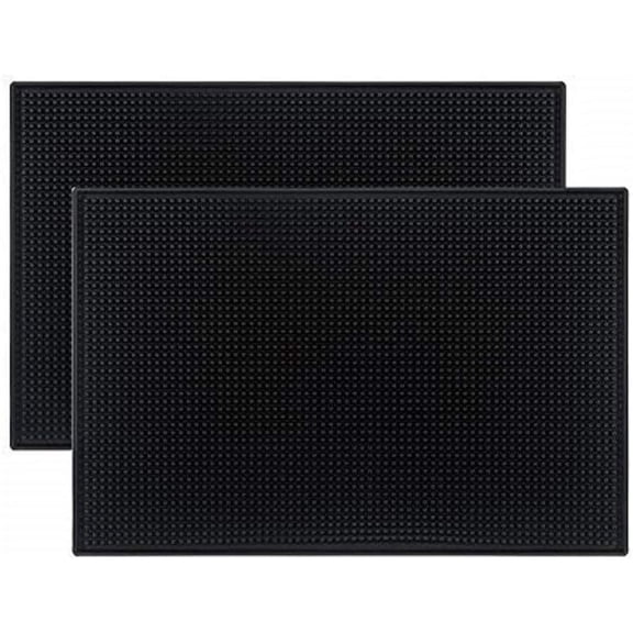 2-Pack Black Bar Mat, 18"x12" Rubber Non-Slip Dish Drying Mat for Countertop, Bartending Spill Mat for Home Kitchen