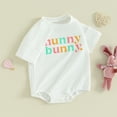 thumbnail image 2 of Bagilaanoe Newborn Baby Girl Easter Rompers Letter Print Short Sleeve Bodysuits 3M 6M 9M 12M 18M Infant Casual One Piece Short Jumpsuit, 2 of 8