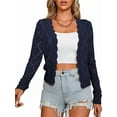 thumbnail image 2 of Women'S Long Sleeve V-Neck Knitted Cardigan Jacket Buttonless Knitted Shawl Sweater Navy Blue XL, 2 of 8