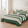 thumbnail image 3 of 3 Pieces King Quilt Set,Forest Green and Beige Stripe Soft Bedding Sets with 1 Quilt & 2 Pillow Shams,Modern Neutral Striped Summer Bedspread Lightweight Coverlet Comforter for All Season, 3 of 9