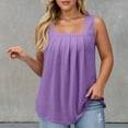 thumbnail image 1 of Women's Casual Square Neck Tank Top Pure Color Ruffle Detail Blouse for Spring Summer Daily Wear with Jeans Workout Set Fitted T Shirt Atmosphere Top Cleavage Cover plus Size Camisole Petite 3, 1 of 6