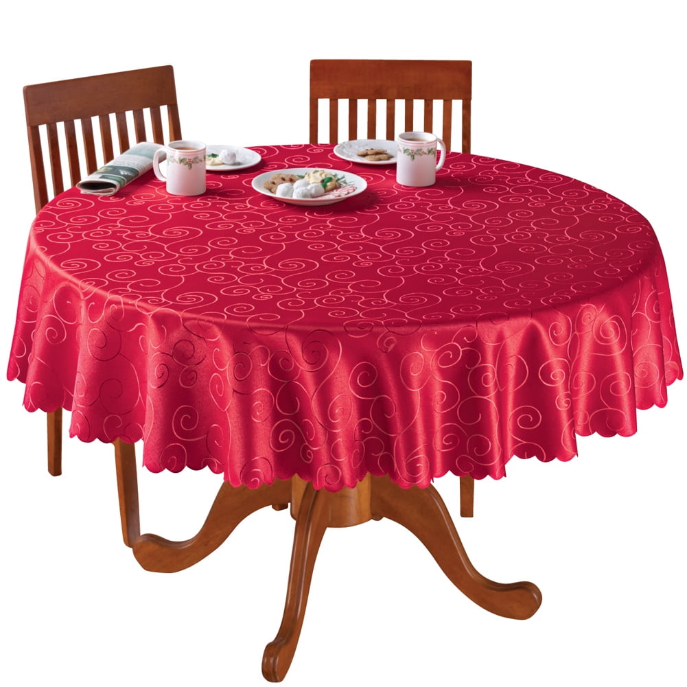 Fancy Scroll Scalloped Edge Festive Tablecloth