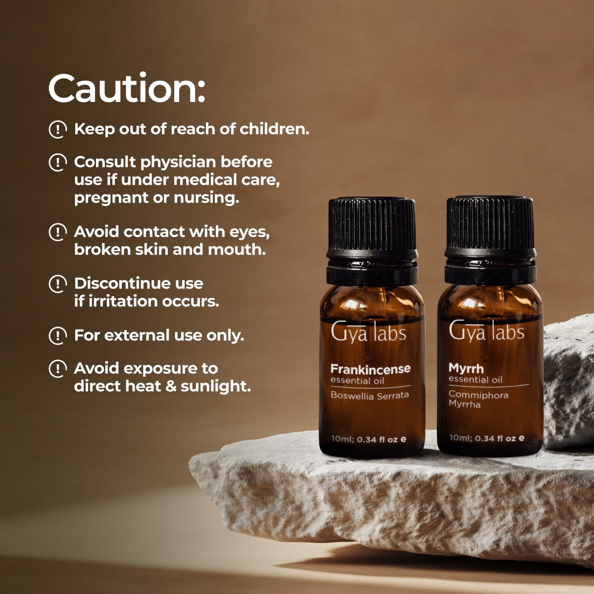 Gya Labs Frankincense and Myrrh Essential Oil for Diffuser & Aches - Therapeutic Grade Frankincense and Myrrh Essential Oils for Skin & Candle Making (10ml x 2)