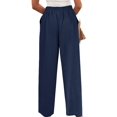 thumbnail image 2 of Women'S Pants Casual Button Up High Waisted Wide Leg Trousers Navy Blue L, 2 of 7