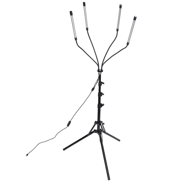 Tubo de luz para cultivo de plantas, barra de 4 lámparas, espectro completo, iluminación roja y azul, trípode ajustable para plantas suculentas, temporizador de encendido/apagado, 40W