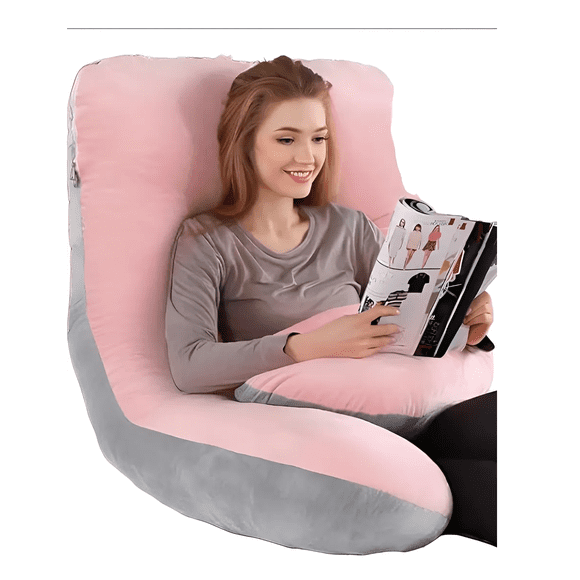 Almohada Para Embarazo Y Lactancia Jumbo Rosa Con Gris Liso Xtellar Rosa Con Gris