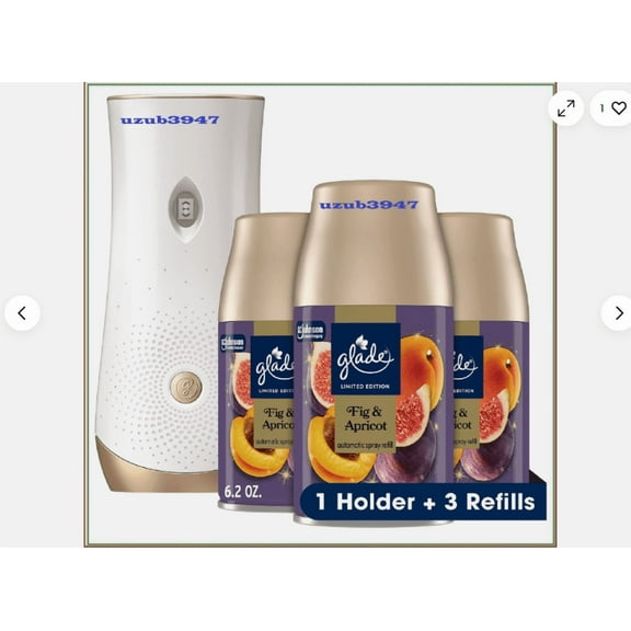 Glade Automatic Spray Air Freshener with Device & 3 Refills, Fig   Apricot Scent, 4 Count